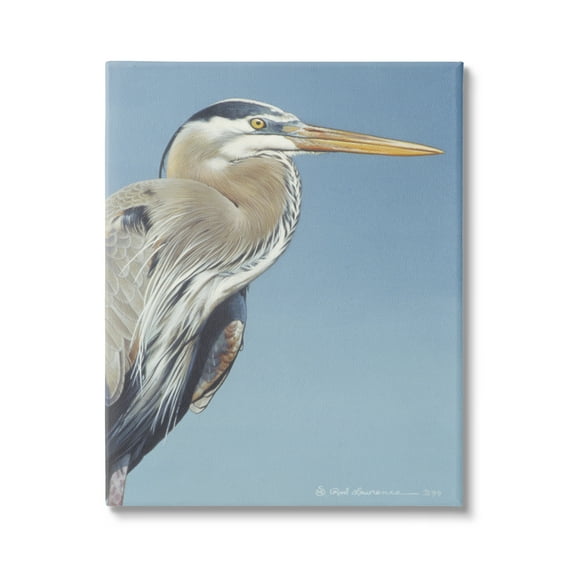 Stupell Industries Heron Portrait on Blue Animals & Insects Painting Gallery Wrapped Canvas Art Print Wall Art, 16 x 20