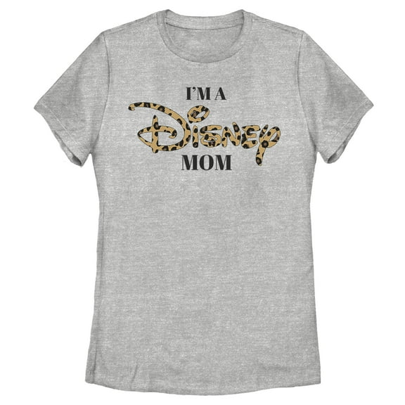Women's Disney I'm a Mom Cheetah Logo  Graphic Tee Athletic Heather Medium