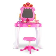 Heart Vanity Children's Pretend Play Battery Operated Toy Beauty Mirror Vanity Playset w/ Accessories,Sounds,Flashing Lights By Dash Toyz