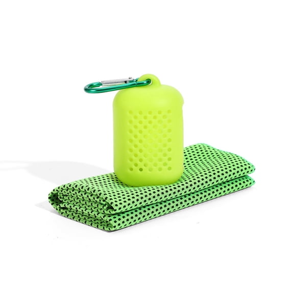 PBIYXQC Portable Cooling Towel with Silicone Carry, Lightweight Quick Dry 23"x11" Cold Neck Towel for Yoga Running Fishing Trip Daily Outdoor Sports Green