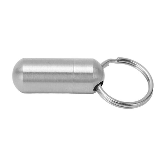 Portable Medicine Bottle Stainless Steel Waterproof Small Capsule Case Storage Container with Keychain