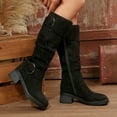 thumbnail image 6 of Taylonsss Women's Chunkys Heel Suede Mid-Calf Boots with Buckle Details for Fall and Winter Comfortable Vintage Style Casual Boots, 6 of 8