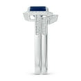 thumbnail image 3 of ANGARA Natural 1.05 Ct Sapphire Bridal Set with Diamond Accents in 14K White Gold for Women (Size-7x5mm) | September Birthstone, Anniversary, Jewelry Gift for Women | Natural Sapphire Ring, 3 of 8