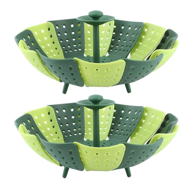 Utensilios de cocina para cocinar al vapor, cesta para cocinar al vapor plegable de 2 piezas, suministros de cocina, cesta para cocinar al vapor telescópica elaborada por expertos