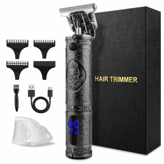 RNKR Cordless Hair Clipper for Men, T-Blade Trimmer w/ 3 Combs, 180min Runtime, USB Fast Charge, Low Noise - Silver