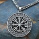 thumbnail image 1 of Viking Icelandic Vegvisir Helmet Horror In Runic Circle Pendant Viking Runes Vegvisir Compass Rune Amulet Collier Necklace, 1 of 5