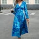 thumbnail image 1 of Vestido Vestido elegante estampado Estilo casual Vestido largo plisado de mujer Traje diario de gasa Cgtredaw Azul T M para Mujer, 1 of 6
