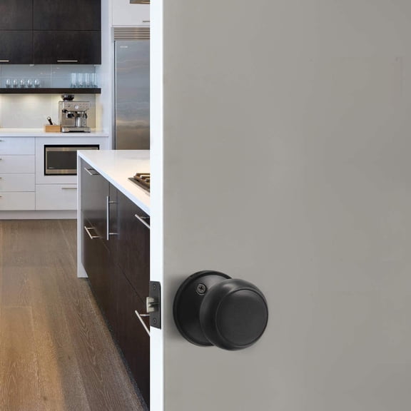 6-Pack Round Passage Door Knobs, Non-Locking Keyless Door Hardware, Black Finish Modern Interior & Exterior Knobs for Hallway Closets & Rooms