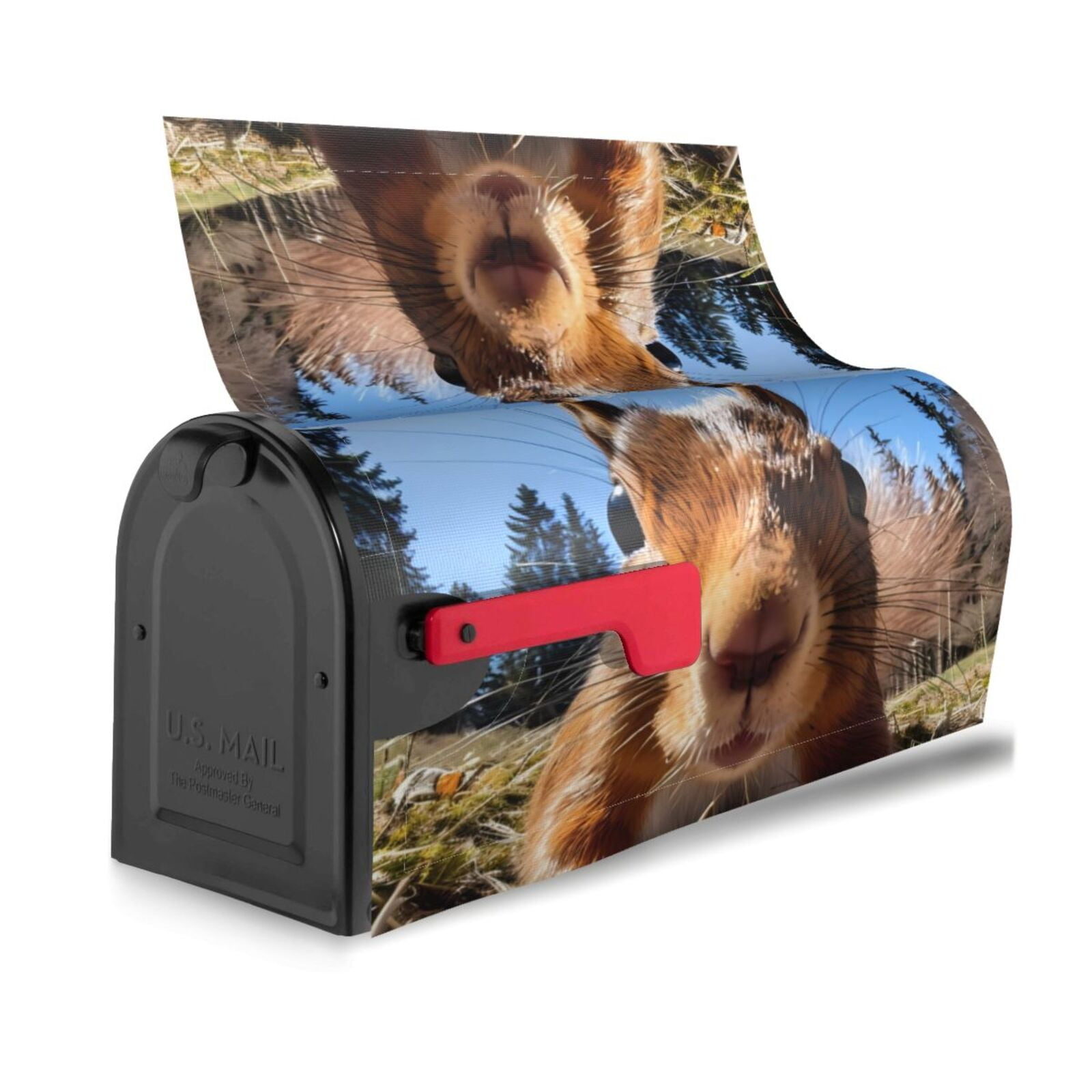 Logiee Close-Up Curious Squirrel Print Post Letter Box Wrap Decor, Mailbox Cover Suitable for Standard Mailbox and Large Size Mailbox,Outdoor Yard Decoration-25.5x21 in