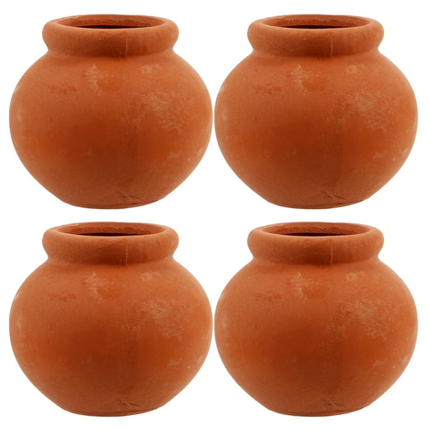 4 macetas en miniatura para casa de muñecas, macetas de arcilla, macetas de cerámica, muebles para casa de muñecas, accesorios de jardín de hadas para niños.