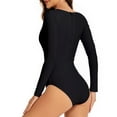 thumbnail image 7 of TOOYOU Women's Surfing Wetsuit Swimwears Rash Guards Long Sleeve Swimsuit Printed Zipper One Piece Surfing Suit Bathing Suit Black, 7 of 7