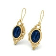 thumbnail image 2 of 7X5 MM Oval Shape Blue Sapphire 925 Sterling Silver Gold Vermeil filigree Dangle Mother's Day Gift Earrings, 2 of 4