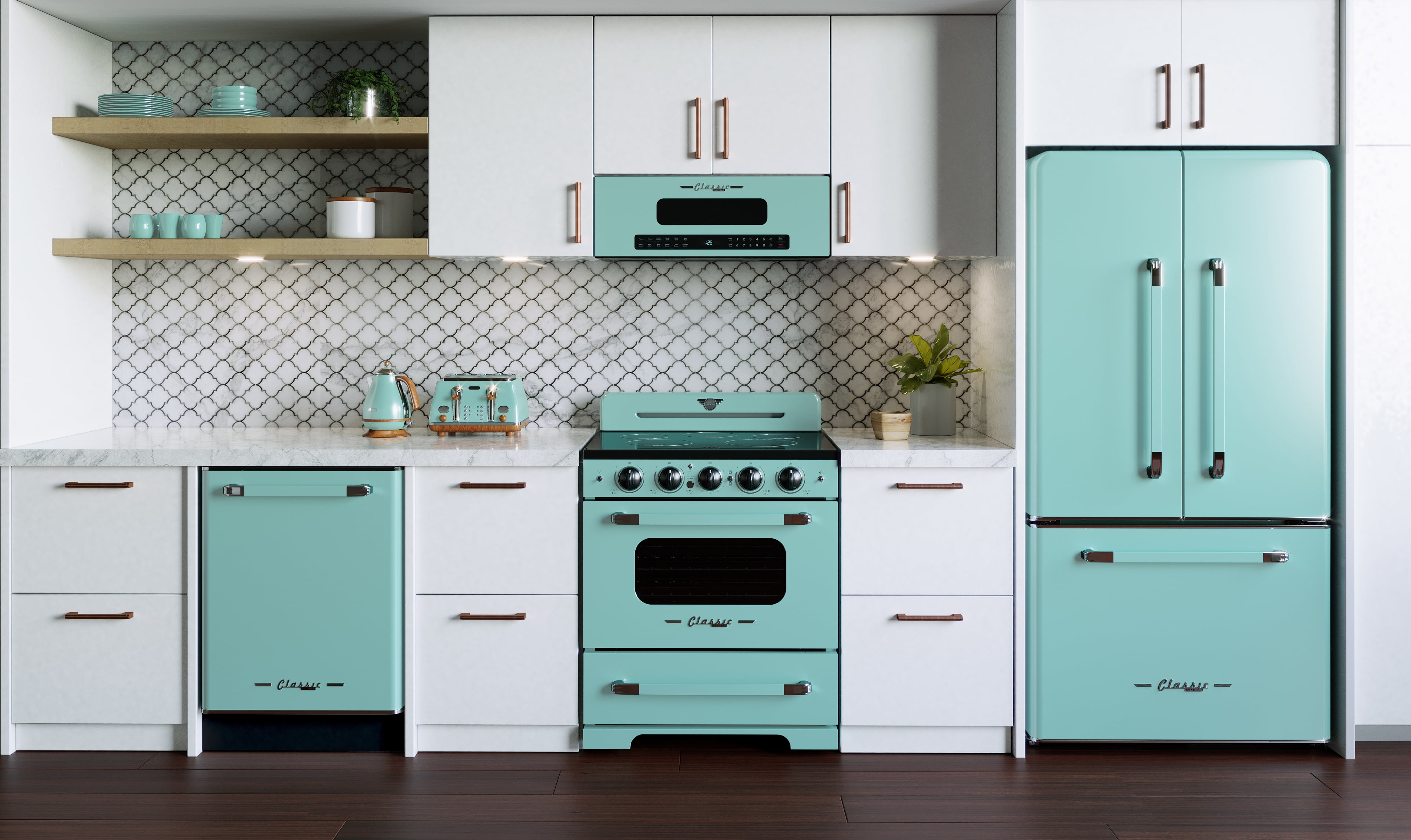 Unique 30' Classic Retro Induction Range, Ocean Mist Turquoise