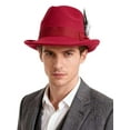 thumbnail image 3 of Spencer Classic Fedora Hats for Men Outdoor Travel Wide Brim Felt Hat Panama Hats Dress Hat with Bow Belt, Red, 3 of 9