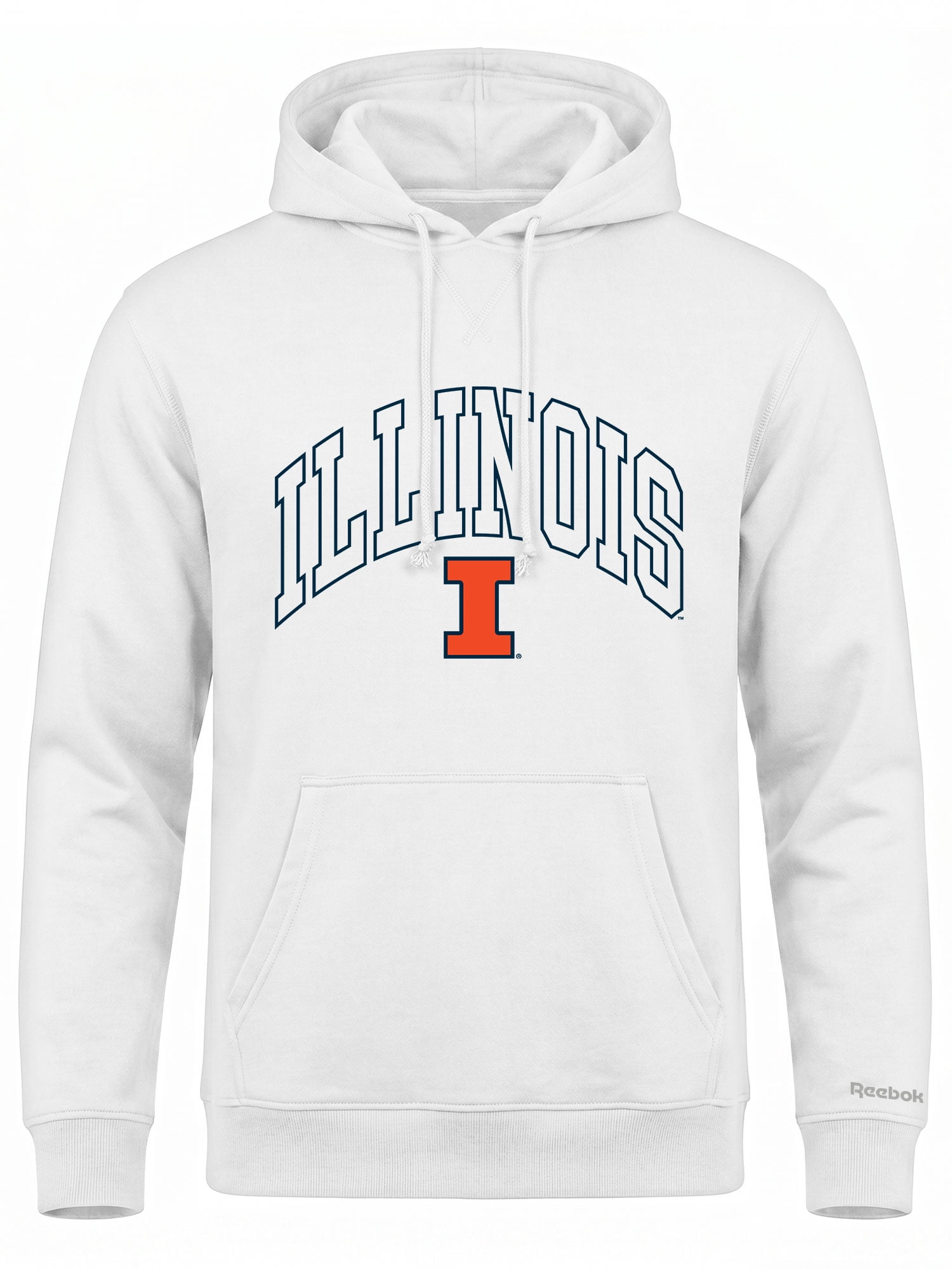 Illinois Fighting Illini Reebok Mens White Hooded Sweatshirt
