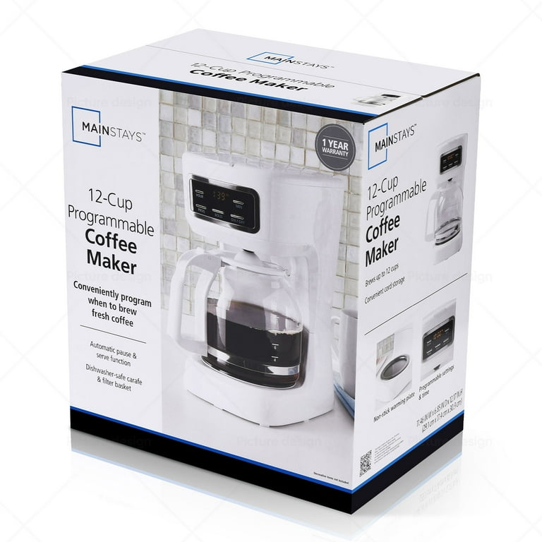 Mainstays 12-Cup Black Programmable Drip Coffee Maker - Walmart.com