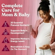 Glow Prenatal Vitamins for Women – 20-in-1 Vital Nutrients for Healthy Pregnancy and Fetal Development – Folic Acid & Vegan DHA For Babys Growth & Comfortable Pregnancy – 60 Nourishing Capsules