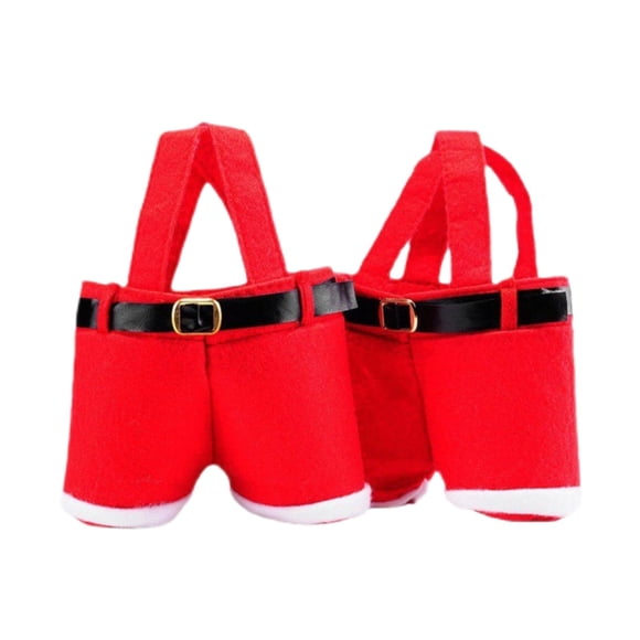 Riforla Sac de Noël pour Pantalons de Père Noël Sacs à Bonbons Xmas avec Poignée Sacs Portables Conteneurs pour Bonbons Sacs pour Fête Visage & Rangement Rouge 18x18x2cm