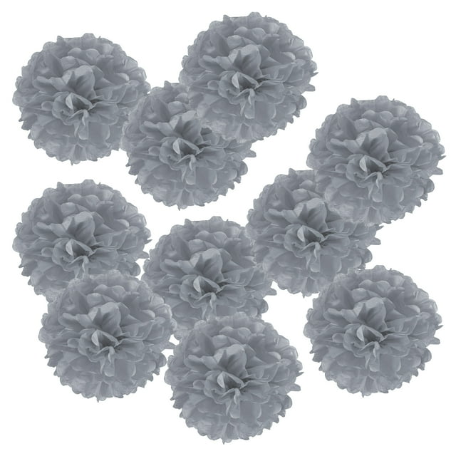 Uxcell 6" Pompones de papel duraderos para decoración de fiestas de boda en gris, paquete de 10