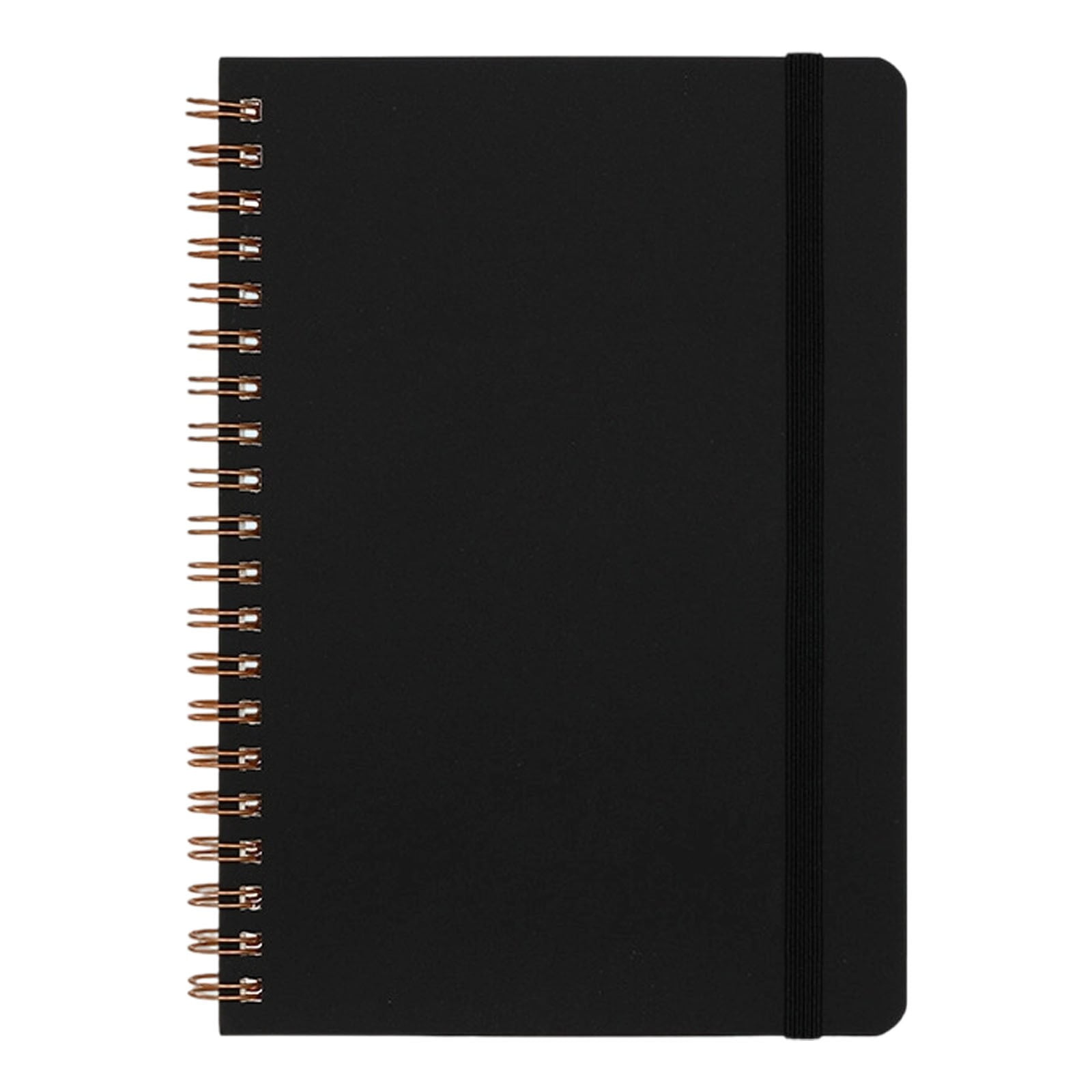 Spiral Notebook 60 Sheets Hardcover Double Wire Bound Lined Journal Solid Color Elastic Closure Writing Pad Thick Ink Resistant Paper Daily Planner Notebook Portable Work Record Notepad