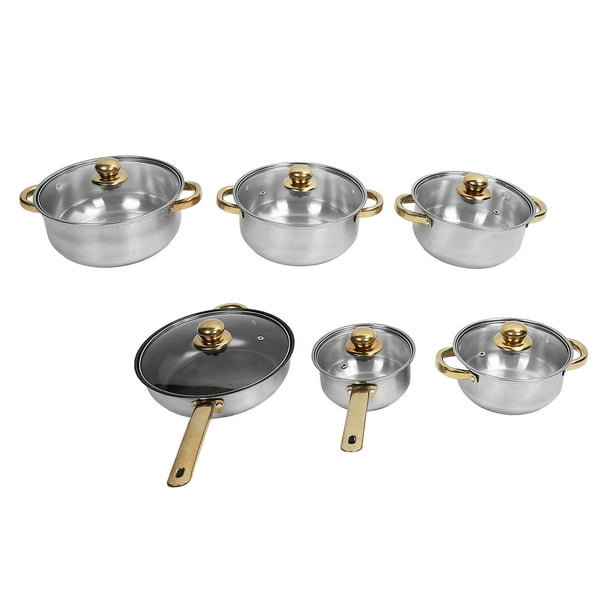 Juego De Utensilios De Cocina Antiadherentes, Juego De Cacerola De Acero Inoxidable Con Tapa De Vidrio, Juego De Sartenes Y Ollas Para El Hogar, Cocina, Restaurante,