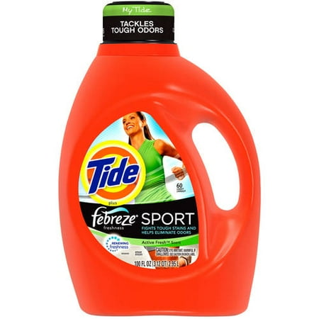Tide Liquid Detergent Plus Febreze Freshness Sport Active Fresh Scent, 60 Uses, 100 fl oz