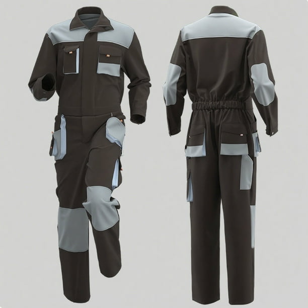 Pantalones largos de trabajo de moda para hombre, con bloques de color, multibolsillos, de poliéster