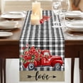 thumbnail image 3 of Table Runners 70 Inches Long Dress Scarves, Happ Valentine's Day Farmhouse Coffee/Dining/Kitchen Table Decor, Holiday Table Runner, Red Roses Love Car Romantic Checked 13x70 Inch, 3 of 9