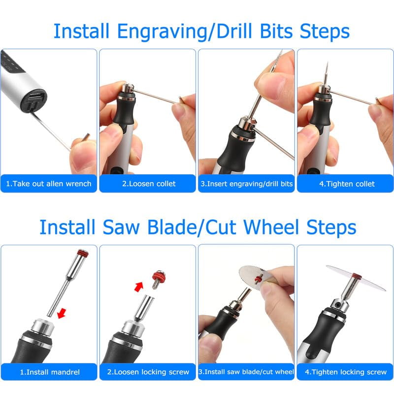USB Rechargable Engraving Pen with 42 Bits, Mini Electric DIY Engraver Cordless Rotary Tools Portable Engraving Tool for Jewelry Wood Metal Stone Plastic Glass Etching