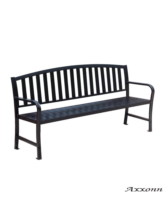 Axxonn 6ft Commercial Heavy Duty Metal Bench, Black, L 70.9 x W 21.3 x H 34.4 inches