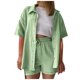 thumbnail image 1 of Conjunto de 2 piezas para mujer con camiseta de manga corta lisa y pantalones cortos: conjunto informal para el verano, tejido fácil de cuidar, 1 of 6
