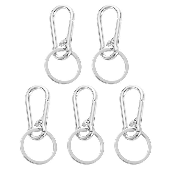 Uxcell Metal Keychain Keyring, 5 Pack Key Chain Ring Clip Sturdy Key Accessories Holder Organizer, Silver
