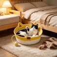 thumbnail image 4 of Yhmxh Cat Bed Basket with Knotted Toy Ball, Breathable Cotton Rope Kitten Sleeping Nest, Washable Cat Cave Bed, Durable Cozy Pet Sleeping Cradle for Indoor Cats Small Kittens Rest Playing Home Decor, 4 of 6