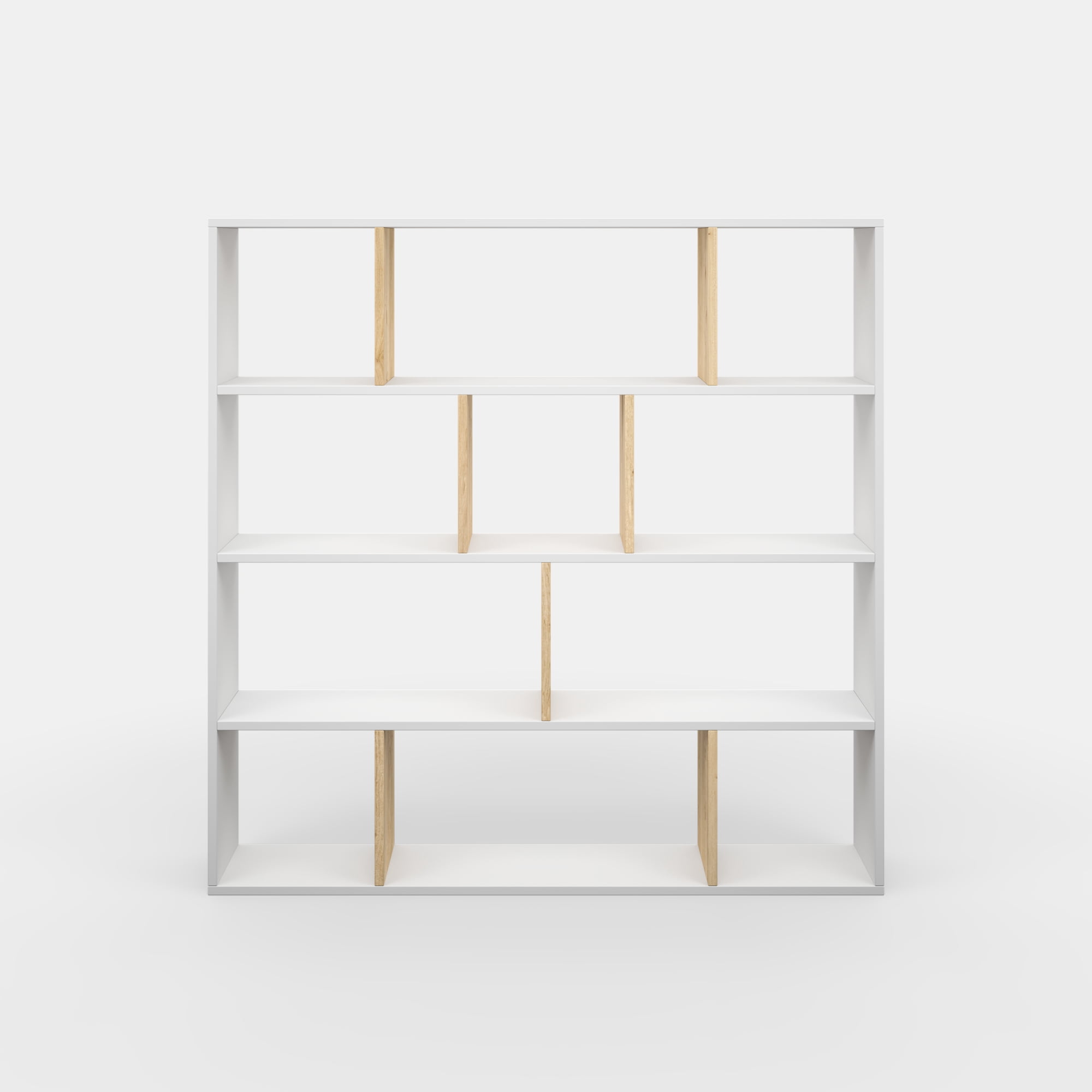 Ada Home Decor Hobdi 4 Tier Open Shelf Cube Modern Bookcase, White/Oak