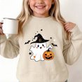 thumbnail image 4 of DJDLJWCJ Girls Halloween Fleece Sweatshirt Long Sleeve Crew Neck Oversized Graphic Pullover Kids Fall Casual Halloween Sweatshirts Khaki Size 3T, 4 of 7