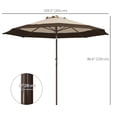 thumbnail image 3 of Outsunny Parasol de Patio Extérieur avec Inclinaison et Manivelle, Parasol de Table, Marron, 3 of 10