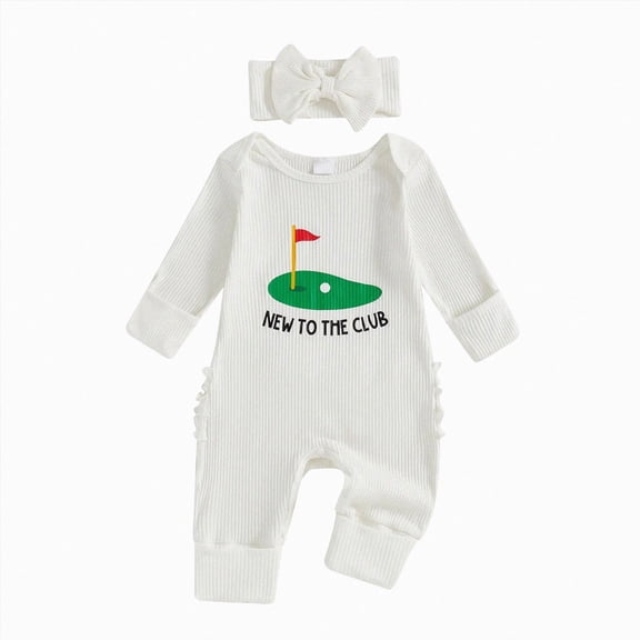 felwors Infant Baby Girl Fall Outfit Sweatshirt Romper Ribbed Letter Print Jumpsuit Long Sleeve Bodysuit Cute Newborn Clothes