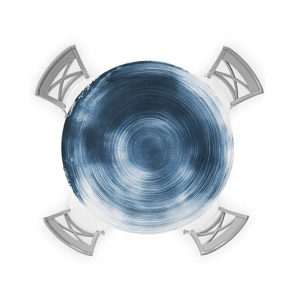 nqOlkjepod Navy Blue Abstract Art Round Tablecloth, Fitted Table Cover with Elastic for 45"-54" Round Tables, Shabby Chic Vintage Art Circle Table Cloth Outdoor Dinning Party Waterproof Tablecloths