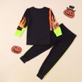 thumbnail image 5 of XAOFW Boys Girls Halloween Pajamas Pumpkin Ghost Print Long Sleeve Tops Pants Toddler Kids Fall Winter Cozy Sleepwear 3-4 Years, 5 of 9