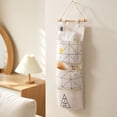 thumbnail image 6 of Wall Hanging Pocket Organizer, 3-Pocket, 21.6 x 7.4 in, Cloth, Diamond Dot, Compact Two- or Three-Pocket Format for Bedrooms and Bathrooms, Beige, 6 of 7