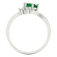 thumbnail image 4 of Clara Pucci 14K White Gold Solid Gold Emerald Three-Stone Anniversary Ring for Women - 0.87 cttw Round Cut, 4 of 8