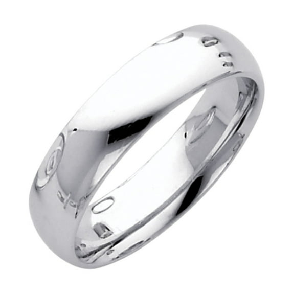 FB Jewels 14K White Gold Solid 5mm Plain Traditional Classic Comfort Fit Wedding Ring Band Size 7