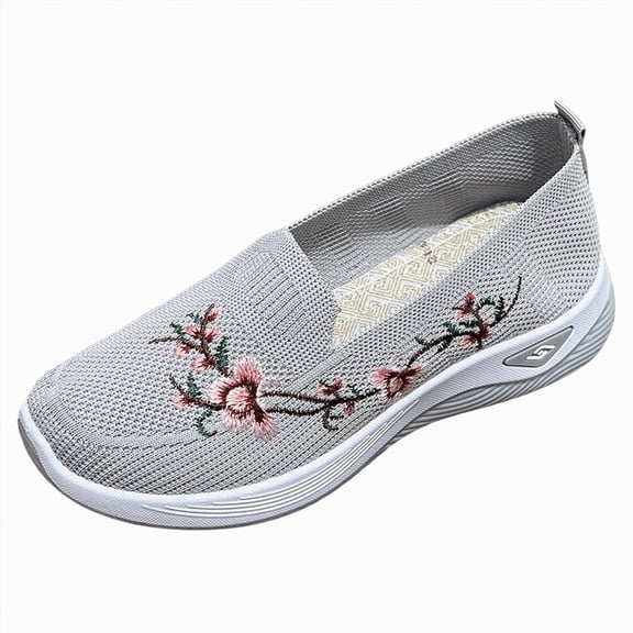 Duqingm Womens Office Shoes Ballet Flats Shoes for Women Knit Mesh Flats Shoes Womens Dressy Comfortable Pointed Toe Washable Slip On Flat Grey,6.5