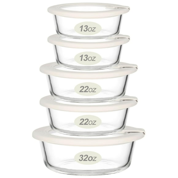 Contenedores de almacenamiento de alimentos Urban Green Glass con tapas de vidrio, paquete de 5