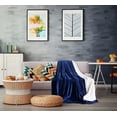 thumbnail image 3 of Sherpa Reversible Blanket Throw Size Navy 480GSM Fleece Blanket for Bed Sofa, 3 of 7