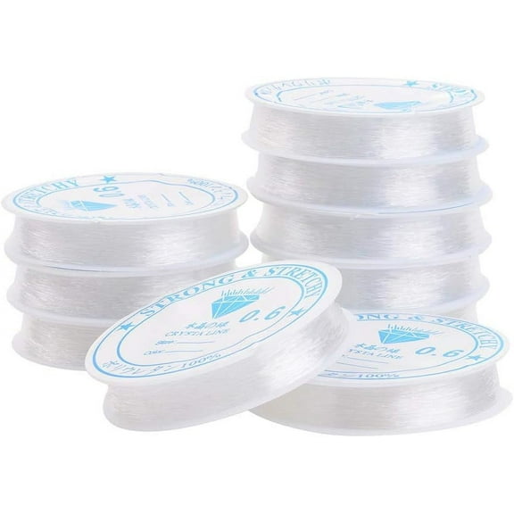 10 Rolls 115 Yards Clear Elastic Thread 0.6mm Stretch String Cord Crafting DIY Thread for Bracelets Gemstone Jewelry Making Beading Craft Sewing for diy