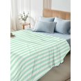 thumbnail image 5 of Full Flat Sheet 81"x96", Green White Stripe Soft Lightweight Bedding Flat Sheets Only, Modern Minimalist Geometric Striped Brushed Microfiber Top Bed Sheet, Breathable StainResistant Bedsheets, 5 of 9