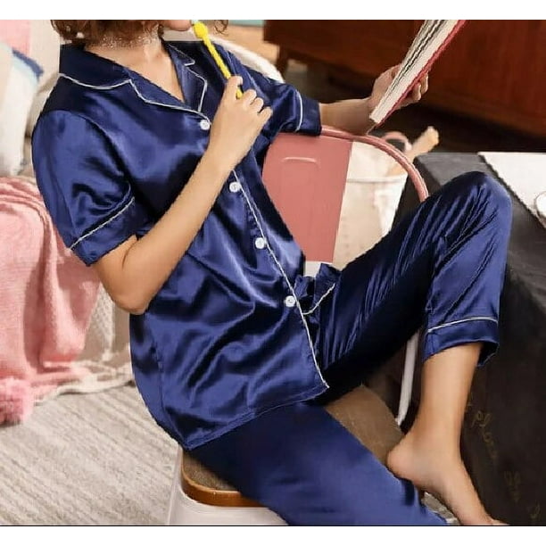 Conjunto de pijamas personalizados para dama de honor ropa de dormir de seda satinada con iniciales de nombre manga corta para despedida de soltera Estilo Azteca Walmart en linea