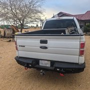 Vijay Rear Bumper for 2009-2010-2011-2012-2013-2014 Ford F150 Steel Black with Spotlights and D-Rings