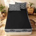 thumbnail image 4 of Erosebridal Gothic Damask Zipper Full Size Comforter Sets with Fitted Sheet and 2 Pillowcases, Southwestern Blossom Zipper Bedding Set, Black Light Gray, Black Reversible, 4 of 7